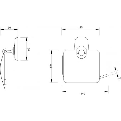 MINOTTI 80600 WC-papír tartó fedéllel 140x110x90 mm króm