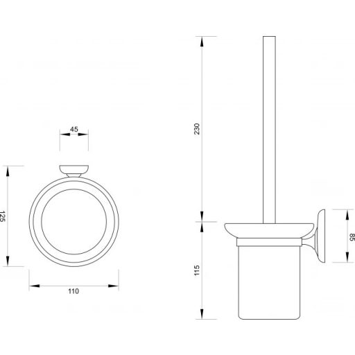 MINOTTI fali WC-kefe tartó – 110x345 mm – Króm (80650)