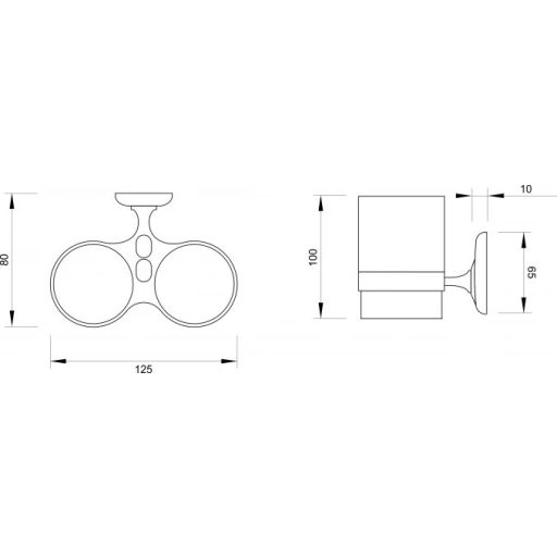 MINOTTI 80600 Pohártartó, dupla, üveg