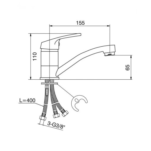 Minotti Veneto 3 Csöves Rövid Konyhai Csaptelep – Alacsony Nyomású Megoldás Bojlerhez (8114-3S)