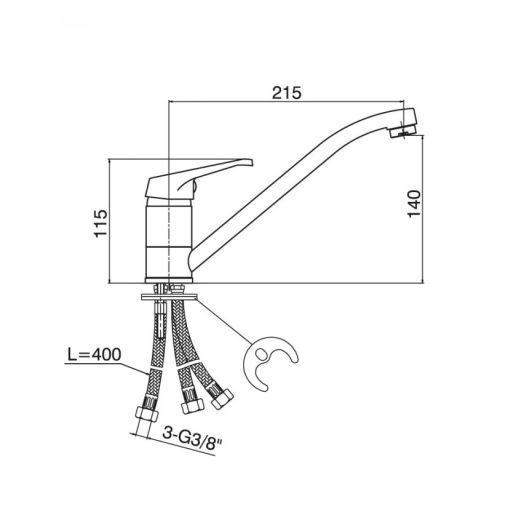 Minotti Veneto 3 Csöves Konyhai Csaptelep – Alacsony Nyomású Megoldás Bojlerhez (8114-3)