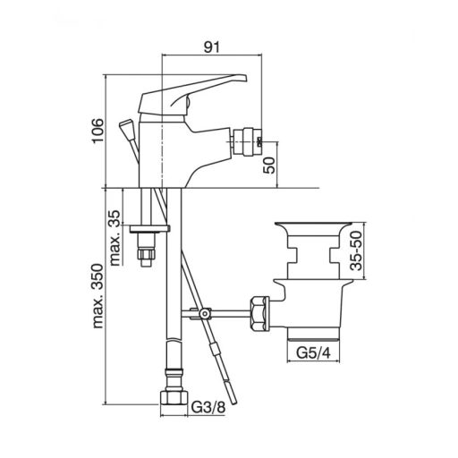 MINOTTI VENETO egykaros bidécsaptelep – 106 mm – króm