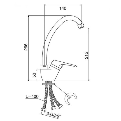 Minotti Veneto 3 Csöves Magasított Konyhai Csaptelep – Prémium Megoldás Bojlerhez (8118-3)