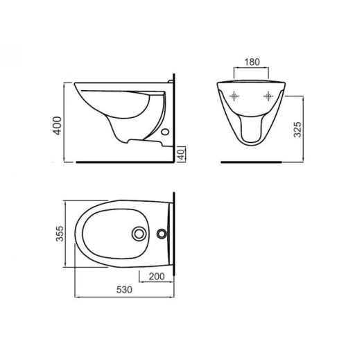 JIKA PRO fali bidé – 530 x 355 x 400 mm – fehér