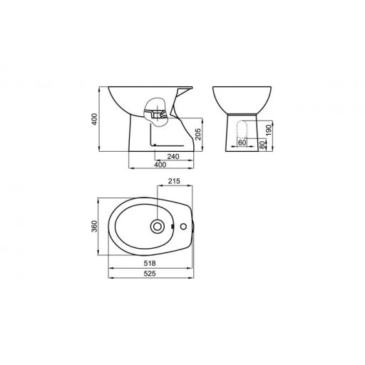 JIKA PRO álló bidé – 525 x 360 x 400 mm – fehér