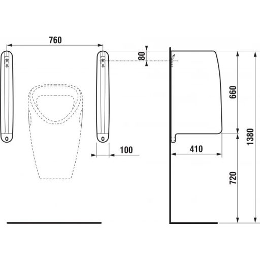 JIKA SPLIT 410 x 660 x 100 mm piszoár válaszfal – Fehér