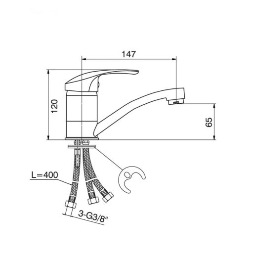 Minotti Standard 3 Csöves Rövid Konyhai Csaptelep – Alacsony Nyomású Megoldás Bojlerhez (8884-S)