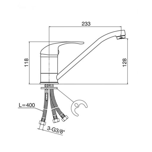 Minotti Standard 3 Csöves Konyhai Mosogató Csaptelep – Megbízható Megoldás Bojlerhez (8884)