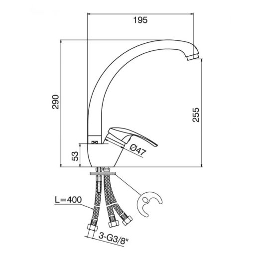 Minotti Standard 3 Csöves Magasított Konyhai Csaptelep – Alacsony Nyomású Megoldás Bojlerhez (8887)