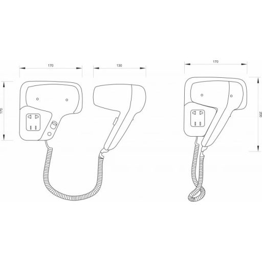 MINOTTI hajszárító 1200W, fali kivitel, fehér