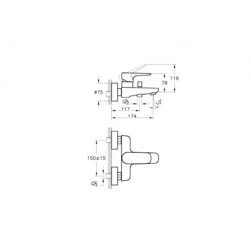VITRA X-LINE kádcsaptelep zuhanyszett nélkül