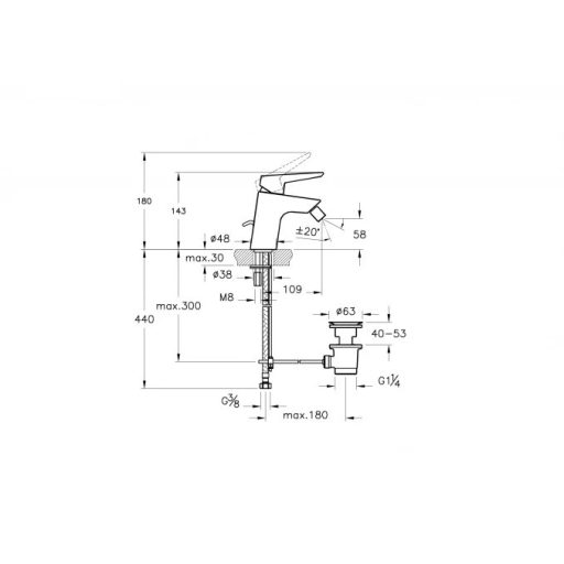 VITRA SOLID S egykaros bidécsaptelep – 143 mm – króm