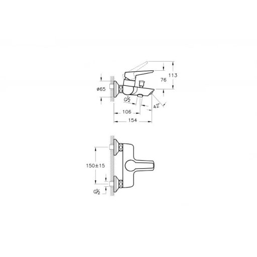 VITRA SOLID S kádcsaptelep zuhanyszett nélkül