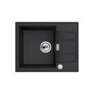   MILO AVANGARD egymedencés gránit mosogató csepptálcával és szifonnal, 580x460 mm, (Fekete) 