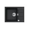 MILO AVANGARD egymedencés gránit mosogató csepptálcával és szifonnal, 580x460 mm, (Fekete) 