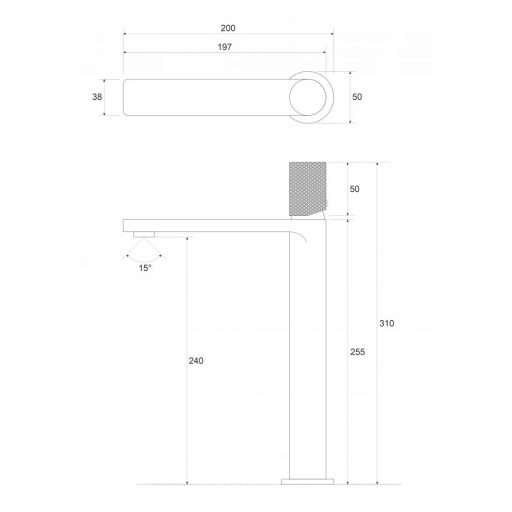 COPEN NOOK GRIP Magas mosdócsaptelep - csiszolt arany