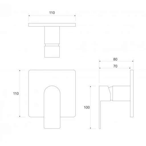 COPEN NOOK Matt Fekete Beépíthető Egykaros Csaptelep Előlap