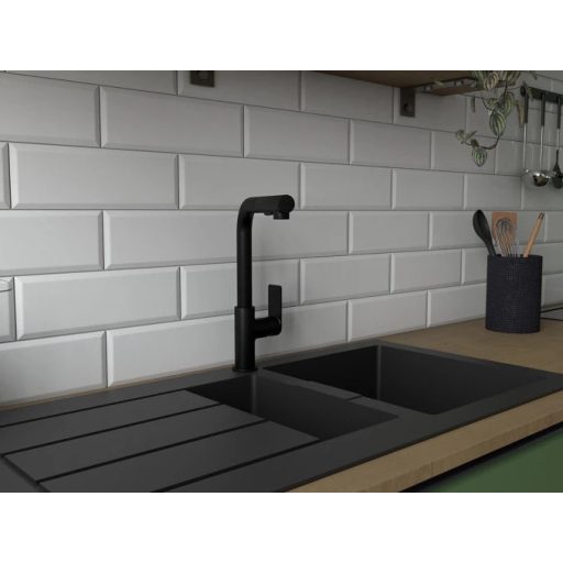 COPEN Nook konyhai csaptelep kihúzható zuhannyal, 335x260 mm, matt fekete