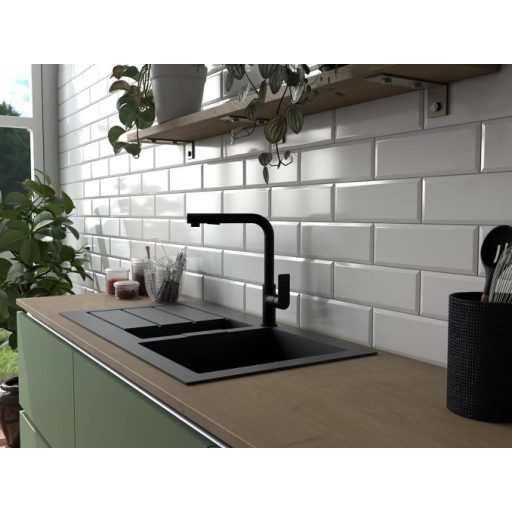 COPEN Nook konyhai csaptelep kihúzható zuhannyal, 335x260 mm, matt fekete