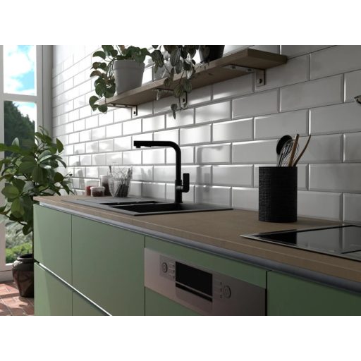 COPEN Nook konyhai csaptelep kihúzható zuhannyal, 335x260 mm, matt fekete