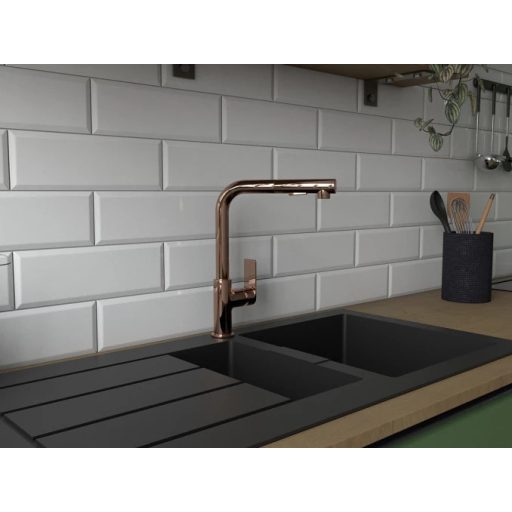 COPEN Nook konyhai csaptelep kihúzható zuhannyal, 335x260 mm, rose gold