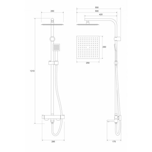 Álló zuhanyrendszer kádtöltővel COPEN NOOK, szögletes, matt fekete