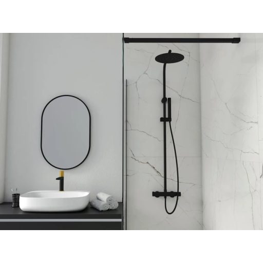 Zuhanyrendszer COPEN NOOK, kerek, matt fekete, Ø250 mm