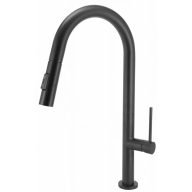   COPEN Salt konyhai csaptelep kihúzható zuhanyfejjel, 456x260 mm, matt fekete