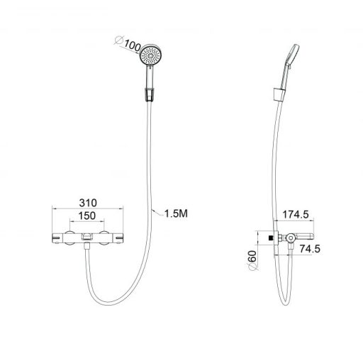 COPEN CoolTouch termosztátos kádcsaptelep zuhanyszettel, króm 