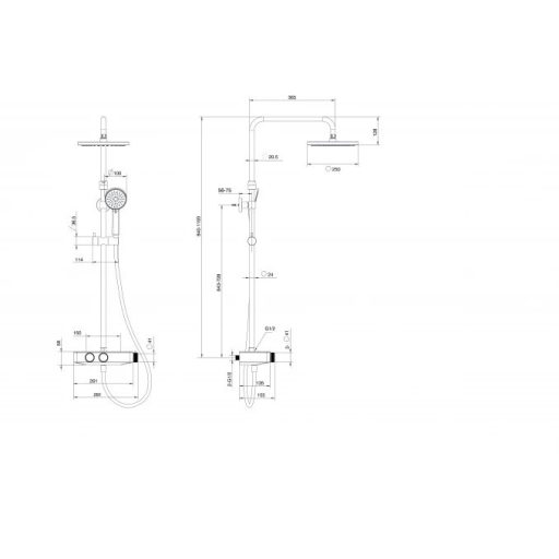 COPEN CoolTouch P termosztátos zuhanyrendszer, króm, Ø250 mm