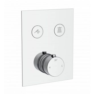  COPEN CoolTouch Fényes króm termosztátos beépíthető csaptelep előlap, szögletes 