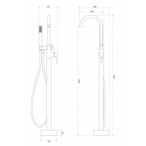 COPEN SKY szabadon álló kádcsaptelep matt fekete