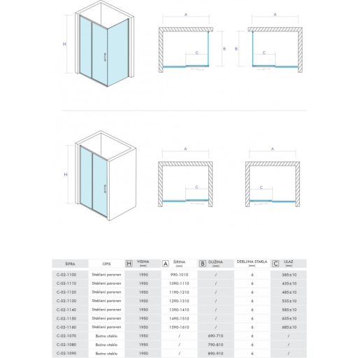 COPEN PROJECT fix oldalfal 70x195 cm, króm