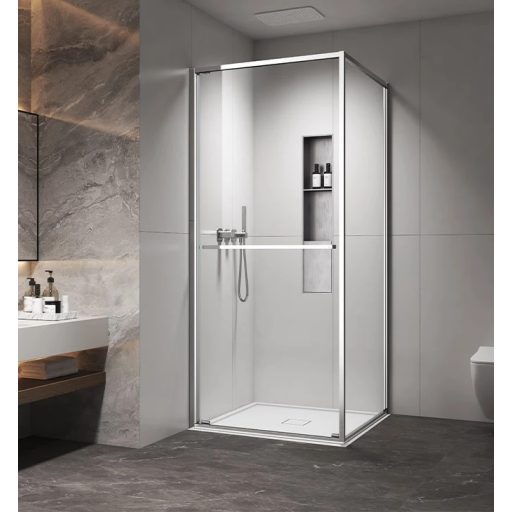COPEN ATLAS PRO 1V 90x90 cm szögletes zuhanykabin – Króm profil, 200 cm magasság, 6 mm üveg