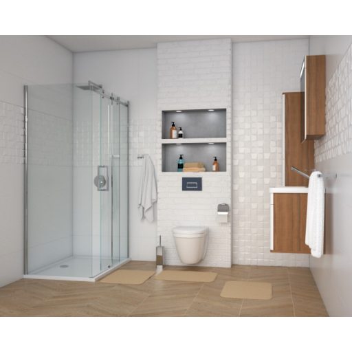 COPEN NEPTUN 120x80 cm aszimmetrikus zuhanykabin – Króm profil, 195 cm magasság, 6 mm üveg