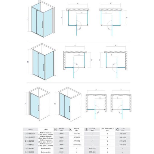 COPEN ABSOLUT BLACK 80x80 cm szögletes zuhanykabin – Matt fekete keret, sötétített üveg, pivot ajtó