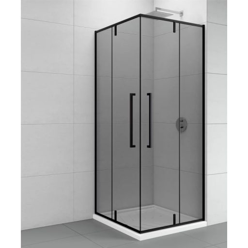COPEN ABSOLUT BLACK 90x90 cm szögletes zuhanykabin – Matt fekete keret, sötétített üveg, pivot ajtó