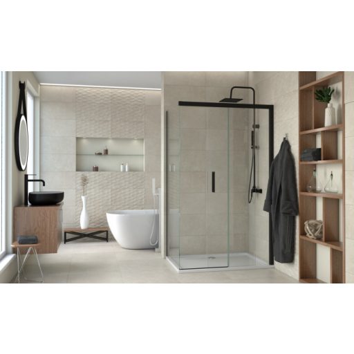  COPEN Alpha Black Soft Close Tolóajtós Zuhanyajtó 1400x2000 mm Fekete