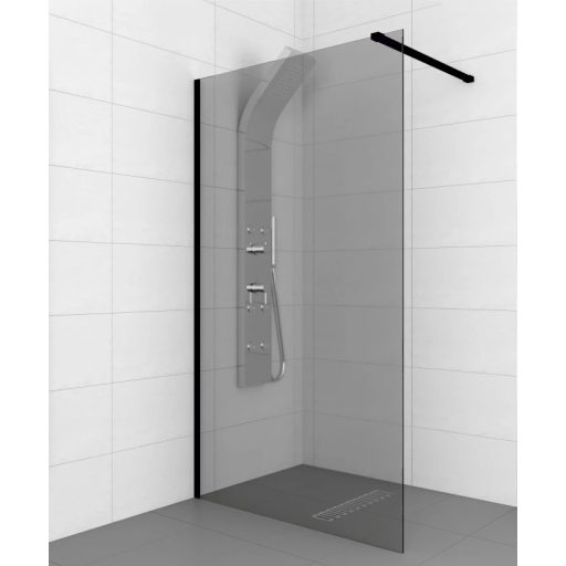 COPEN MONTE DARK Walk-in zuhanyfal 1000x2000 mm – Matt fekete – Füstös üveg