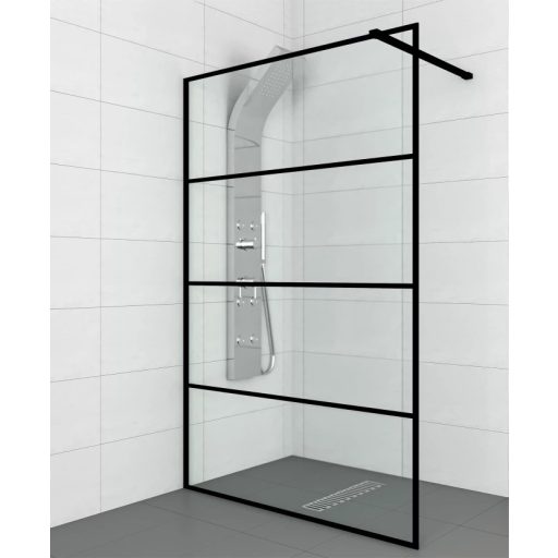 COPEN MONTE Walk-in zuhanyfal 1200x2000 mm – Matt fekete keretes