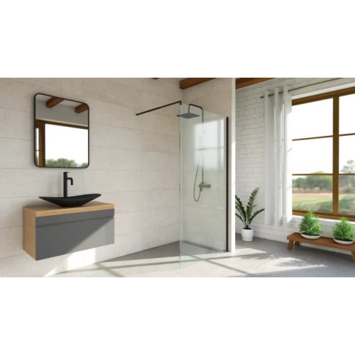 COPEN PROJECT Walk-in zuhanyfal 900x2000 mm, matt fekete