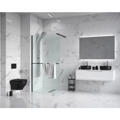 COPEN MONTE PLUS Walk-in zuhanyfal 1200x2000 mm – Matt fekete