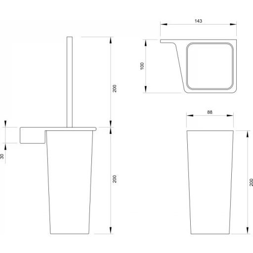 COPEN LINEA fali WC-kefe – 143x400 mm – Króm/Fehér (C-03-108)