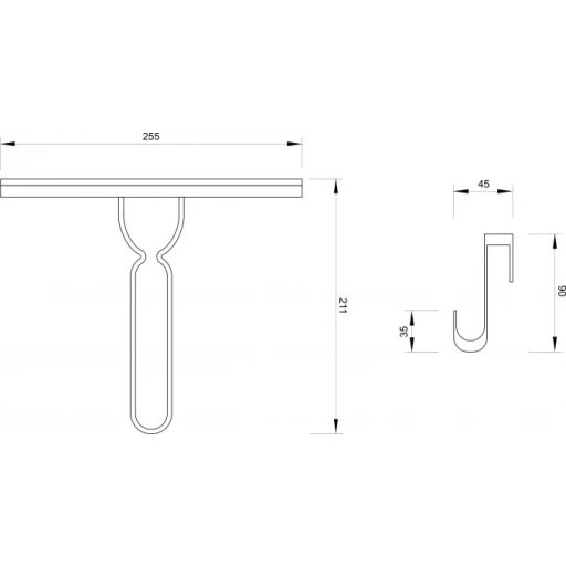 COPEN lehúzó (víztoló) zuhanykabinhoz, fekete, szilikon tartóval