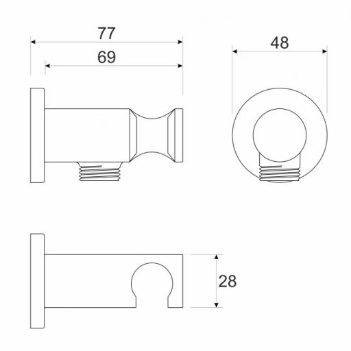 MINOTTI COPEN fali zuhanycsatlakozó és tartó – króm, 77x48 mm