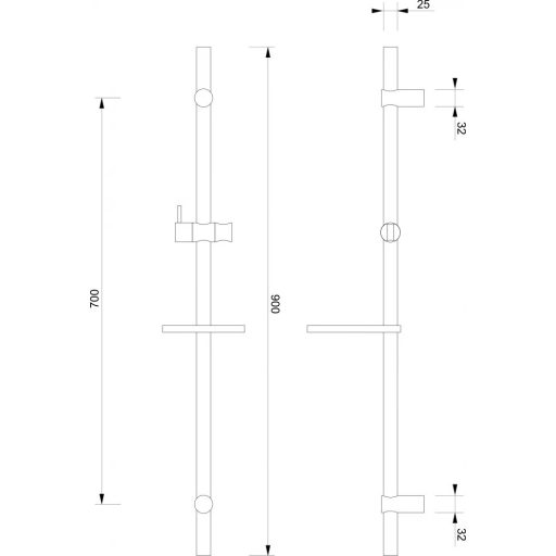 MINOTTI COPEN zuhanyrúd szappantartóval – fényes króm, 900 mm