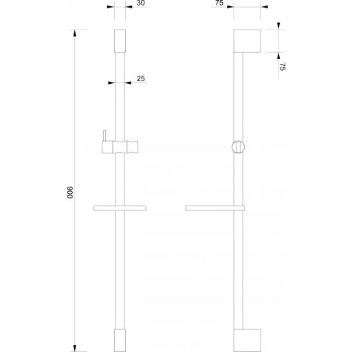 MINOTTI COPEN zuhanyrúd szappantartóval – fényes króm, 900 mm