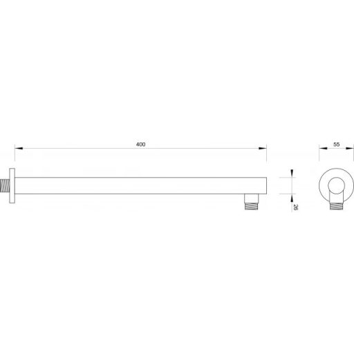 COPEN egyenes fali zuhanykar, 400 mm, króm