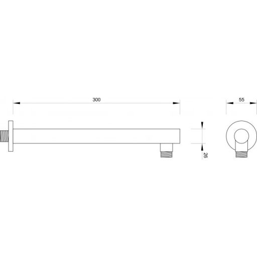 COPEN egyenes fali zuhanykar, 300 mm, króm