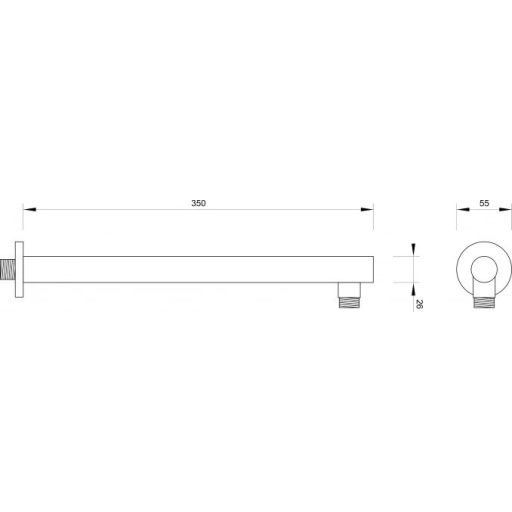 COPEN egyenes fali zuhanykar, 350 mm, króm
